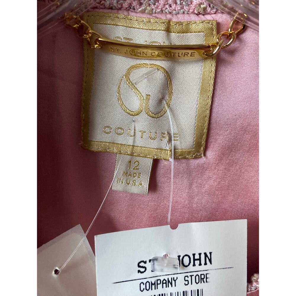 St. John Couture Embellished Knit Pink Blush Multi Jacket & Dress Suit- Size 12 - Picture 6 of 16